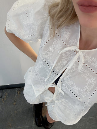 Camicia in pizzo bianco