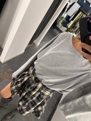 Maglia manica lunga a campana grigio