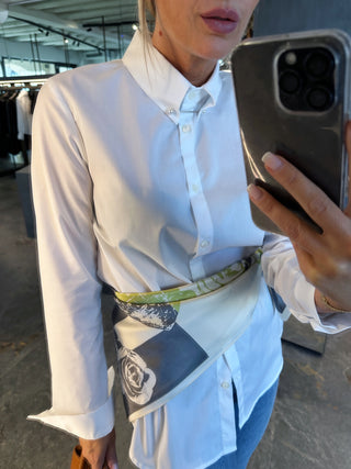 Camicia in cotone con piercing bianco