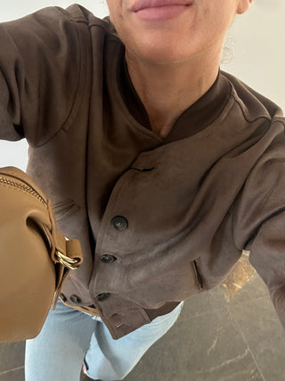 Bomber in suede marrone