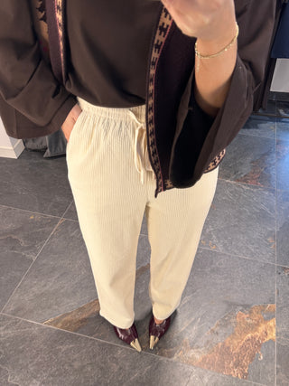 Pantalone in velluto bianco