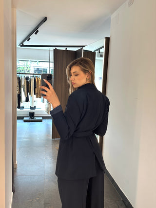 Giacca con cintura blu