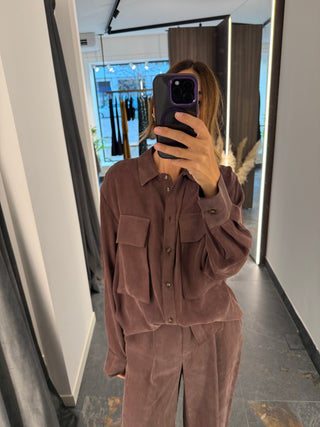 Camicia in cupro marrone