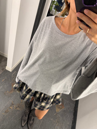 Maglia manica lunga a campana grigio