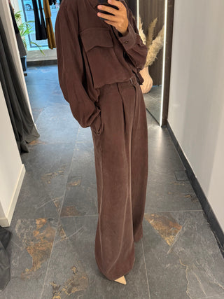 Pantalone in cupro marrone