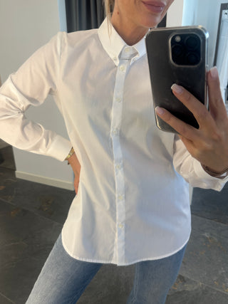 Camicia in cotone con piercing bianco