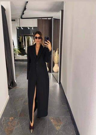 Cappotto lungo in misto lana nero