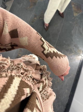 Cardigan in Maglia rosa