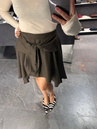 Gonna mini con punte verde militare