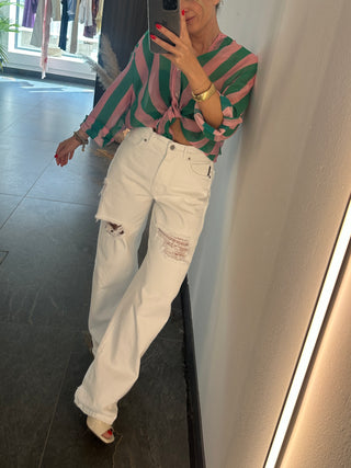 Jeans bianco con rotture