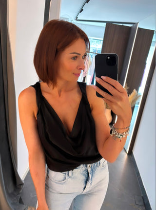 Top in satin nero
