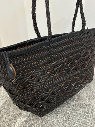 Borsa in pelle intrecciata marrone