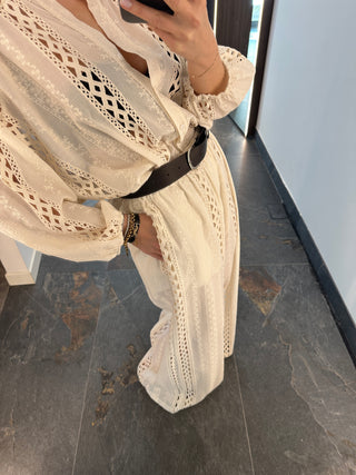 Pantalone in pizzo macramé
