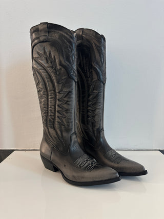 Stivale texano in pelle grigio