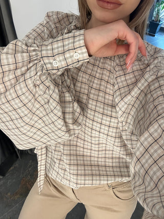 Camicia check con maniche a sbuffo