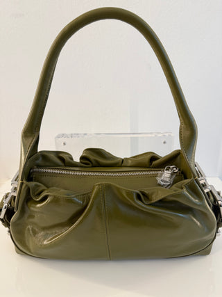 Borsa in pelle verde olio
