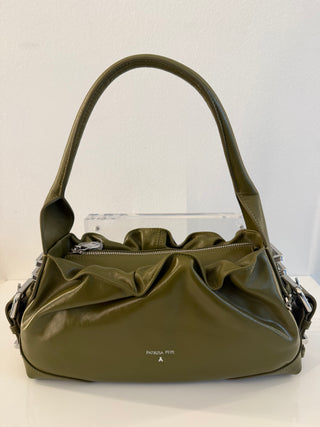 Borsa in pelle verde olio