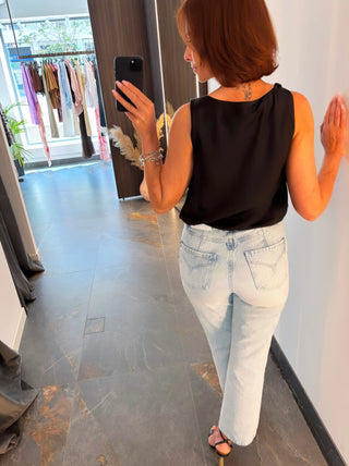Top in satin nero