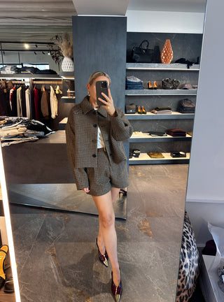 Giubbino in pied de poule marrone