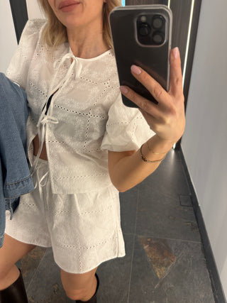 Camicia in pizzo bianco