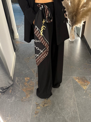 Pantalone palazzo con pinces nero
