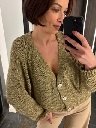 Cardigan in lurex oro
