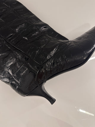 Stivale in pelle crocco nero