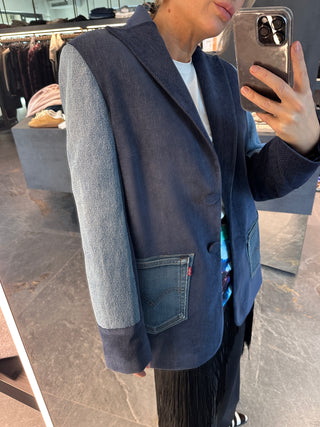 Giacca restayled blu denim