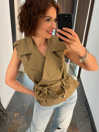 Gilet gabardina beige