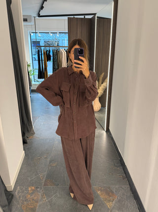 Pantalone in cupro marrone