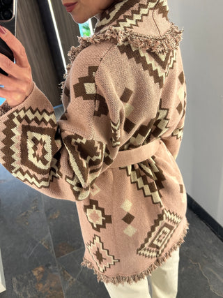 Cardigan in Maglia rosa