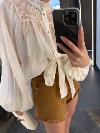 Shorts 5 tasche in jeans marrone