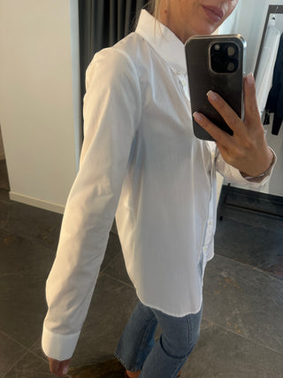 Camicia in cotone con piercing bianco