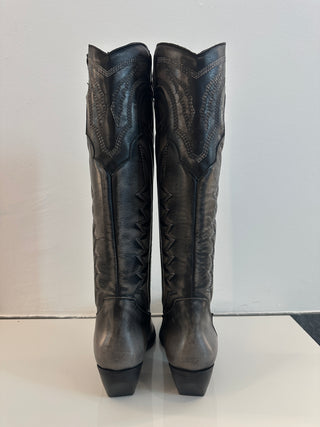 Stivale texano in pelle grigio
