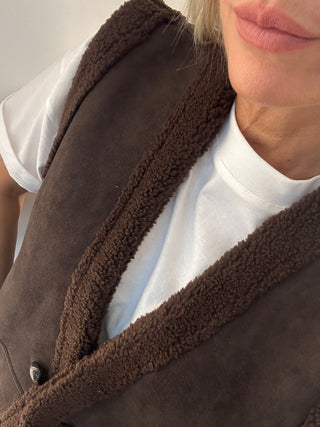 Gilet eco montone marrone