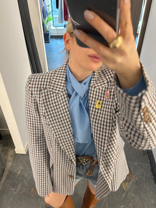 Giacca check con spille