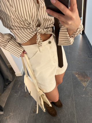 Shorts in jeans bianco burro