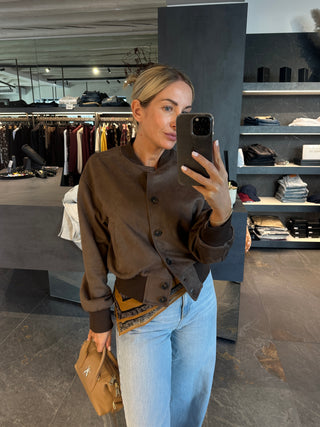 Bomber in suede marrone