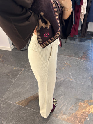 Pantalone in velluto bianco