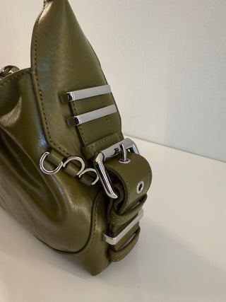 Borsa in pelle verde olio