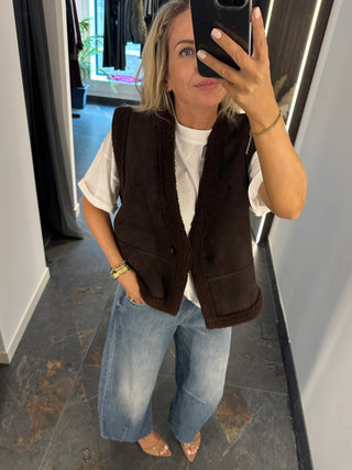 Gilet eco montone marrone