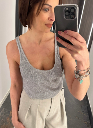 Canotta in maglia con paillettes