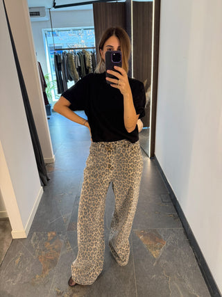 Jeans a palazzo stampa animalier