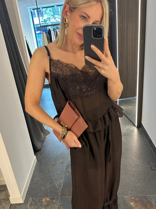 Top spallina con inserti in pizzo