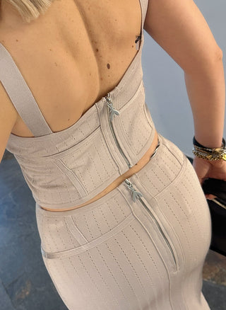 Top bustier jacquard in maglia