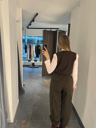 Gilet in maglia di viscosa marrone
