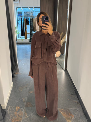 Pantalone in cupro marrone