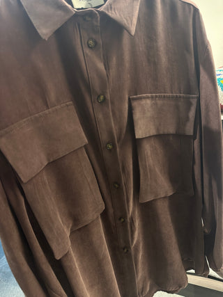 Camicia in cupro marrone