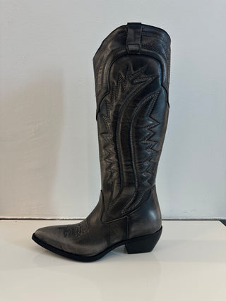 Stivale texano in pelle grigio