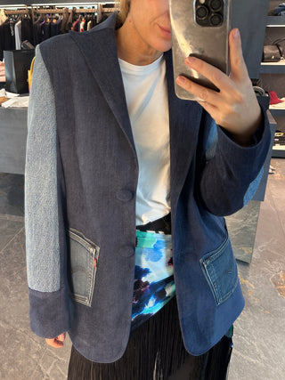 Giacca restayled blu denim